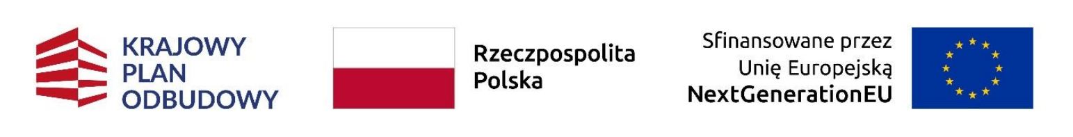 Logotyp Krajowy Plan Odbudowy, Logotyp Rzeczpospolita Polska, logotyp Sfinansowane przez Unię Europejską NextGenerationEU